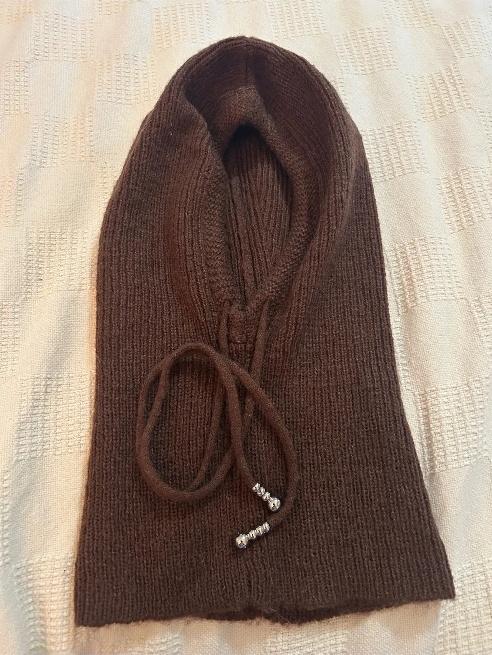 Private policy Brown Knit Balaclava Hooded beanie